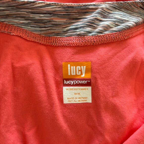 Lucy Power Ruched Coral Tank Top, Size M – Built-In Bra, Activewear - Picture 6 of 8